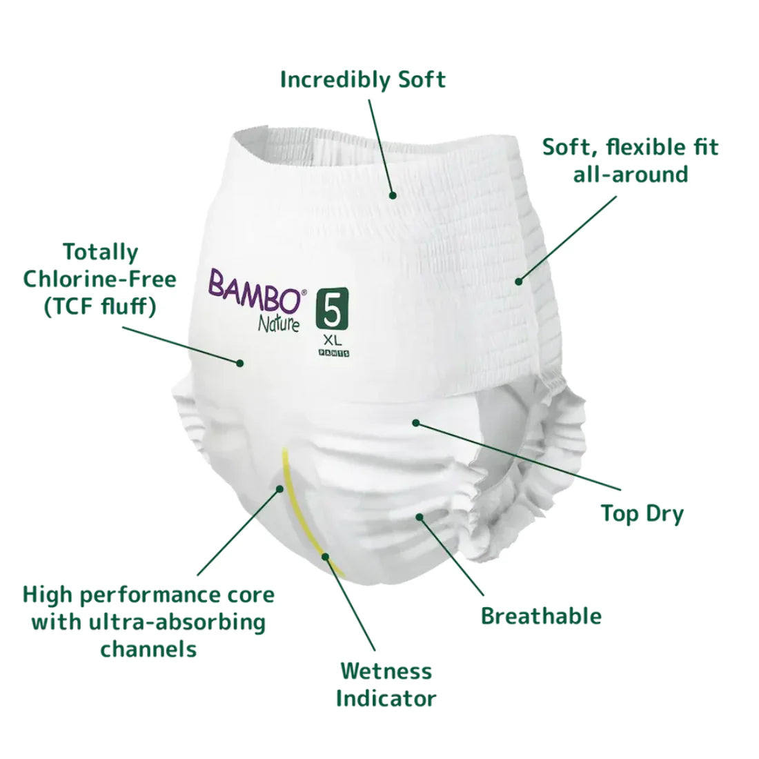 Bambo Nature Pants Diapers Size 5 (XL) (19 pcs) (11-17 kg)