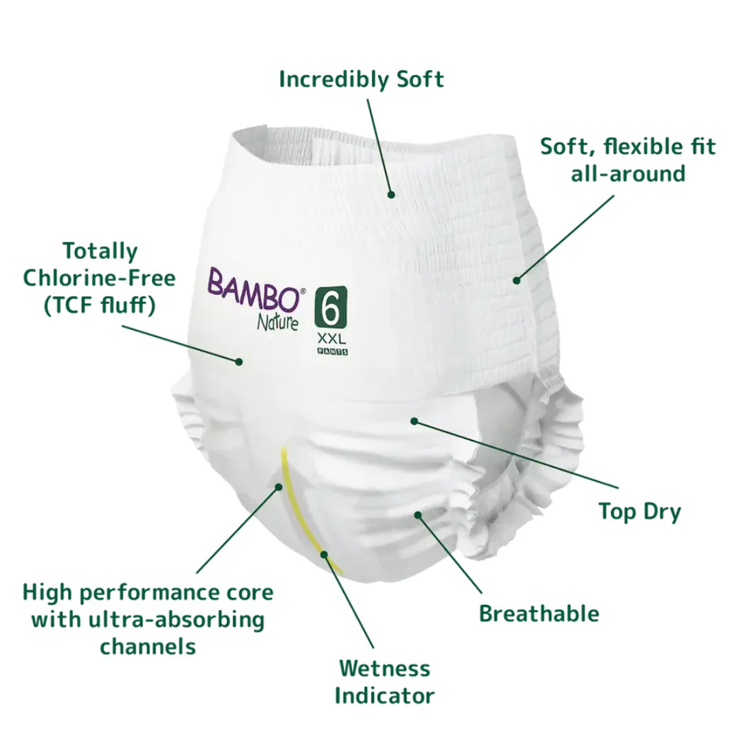 Bambo Nature Pants Diapers Size 6 (XXL) (18 pcs) (15+ kg)