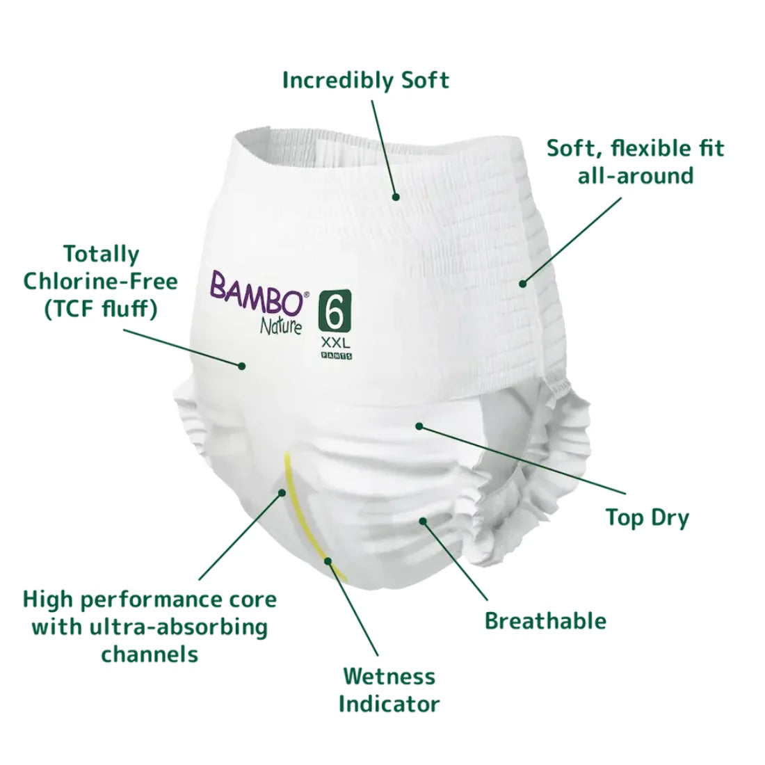 Bambo Nature Pants Diapers Size 6 (XXL) (18 pcs) (15+ kg)