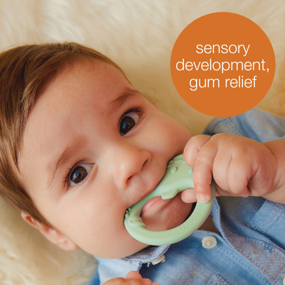 B.Box Trio Teether - Three Stage Teething Relief for Front, Middle & Back Gums - Antibacterial Beechwood & Silicone