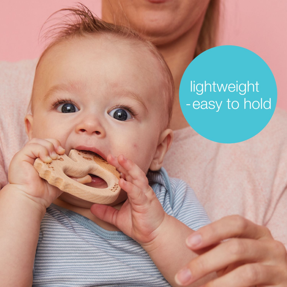 B.Box Trio Teether - Three Stage Teething Relief for Front, Middle & Back Gums - Antibacterial Beechwood & Silicone