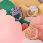 B.Box Trio Teether - Three Stage Teething Relief for Front, Middle & Back Gums - Antibacterial Beechwood & Silicone