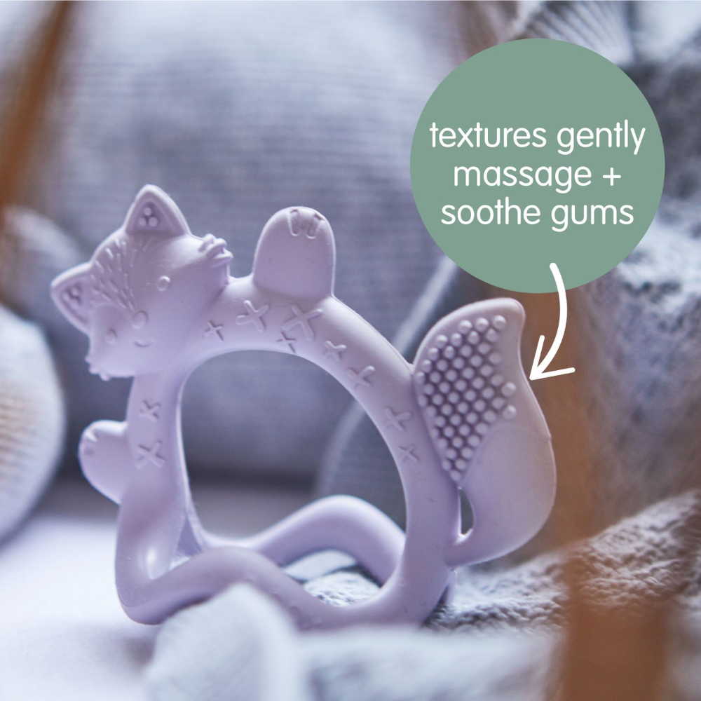 B.Box Silicone Wrist Teether Fox - Multi-Textured & Soothing for Teething Babies