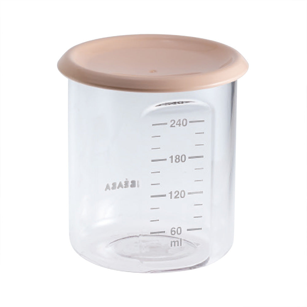 Beaba Tritan Storage Container - Ideal Airtight Container for Storing Baby and Toddler Meals with Graduation Measuring Scale, Leakproof, Wide Opening, BPA Free, 240ML