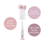B.Box 2-in-1 Bottle Brush – Soft Bristles, Easy-Grip Handle, Teat Cleaner Included – Blush