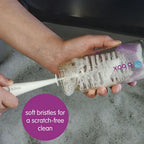 B.Box 2-in-1 Bottle Brush – Soft Bristles, Easy-Grip Handle, Teat Cleaner Included – Blush