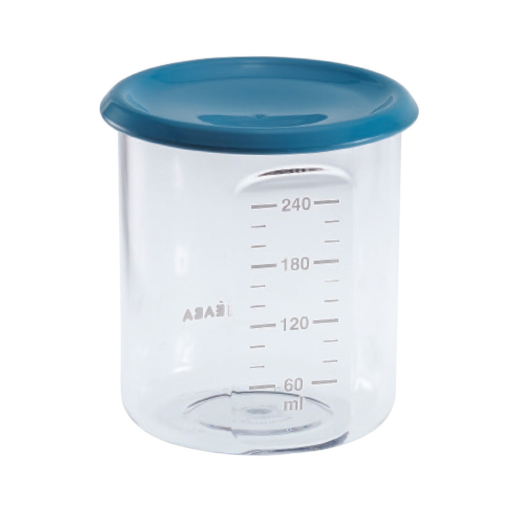 Beaba Tritan Storage Container - Ideal Airtight Container for Storing Baby and Toddler Meals with Graduation Measuring Scale, Leakproof, Wide Opening, BPA Free, 240ML