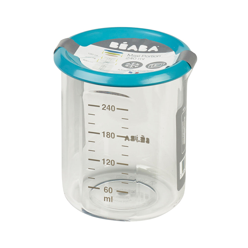 Beaba Tritan Storage Container - Ideal Airtight Container for Storing Baby and Toddler Meals with Graduation Measuring Scale, Leakproof, Wide Opening, BPA Free, 240ML