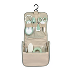Beaba 9 Baby Toiletry & Grooming Essentials, Includes Thermometer, Hairbrush, Nail Clippers, Nasal Aspirator, Gum Massaging Toothbrush, Teether Baby Sciss, Bath Thermometer, Nail File, and Multi-Compartment Travel Pouch
