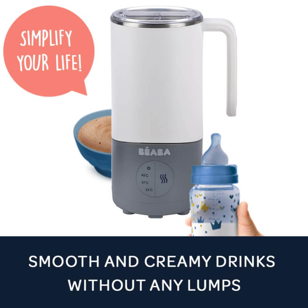 Beaba Milk Prep Bottle and Milk Drink Preparer, Quick Milk Warmer for Formula Breast Milk and Milk Chocolate - Temperature Controlled