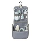 Beaba 9 Baby Toiletry & Grooming Essentials, Includes Thermometer, Hairbrush, Nail Clippers, Nasal Aspirator, Gum Massaging Toothbrush, Teether Baby Sciss, Bath Thermometer, Nail File, and Multi-Compartment Travel Pouch