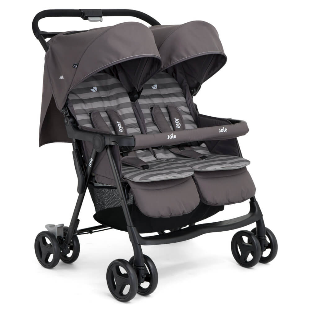 Joie Aire Twin Stroller with Rain Cover - Dark Pewter