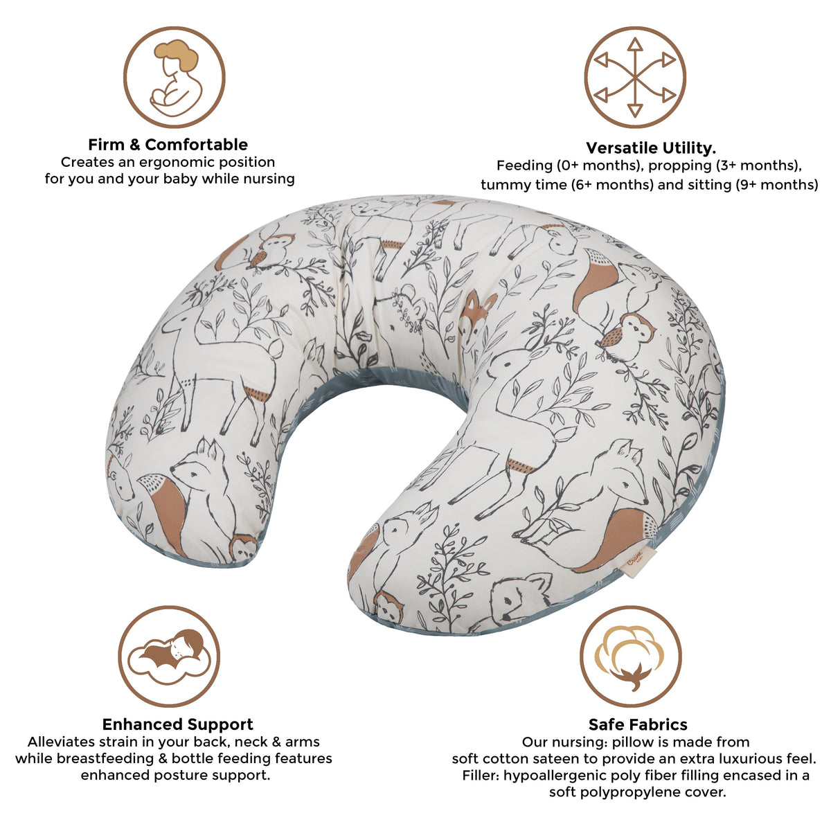 Crane Baby Feeding & Nursing Pillow - Ezra Animal