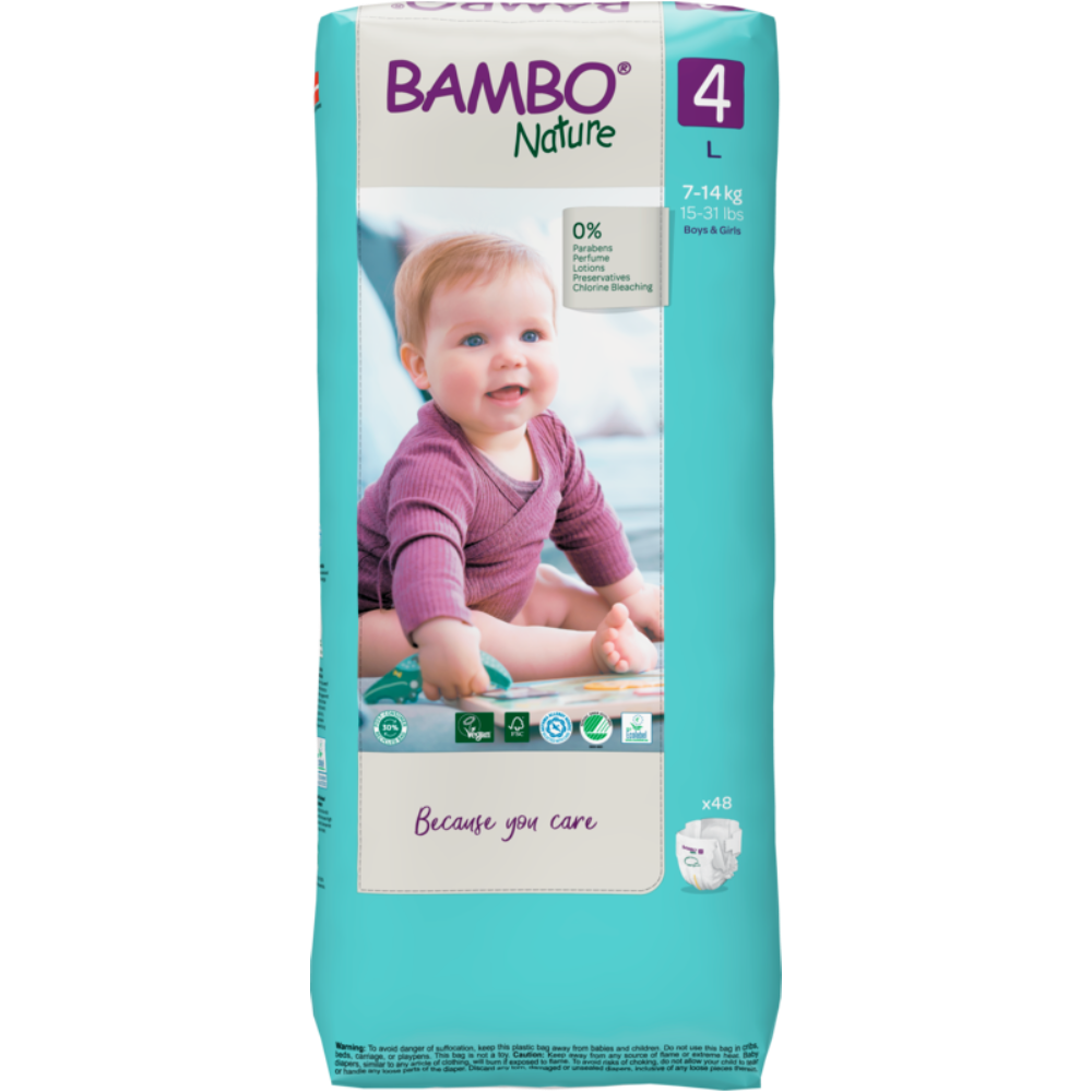 Bambo Nature Premium Baby Tape Diapers for Babies, Large Size (7-14 Kgs), Super Absorbent, Breathable, Extra Soft, Dermatologically Tested, Hypoallergenic Infant Nappies With Wetness Indicator
