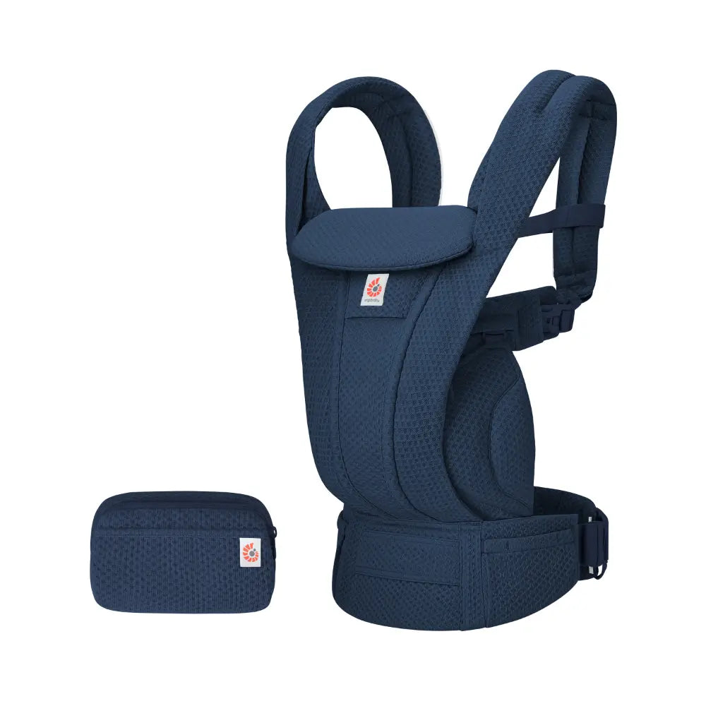 Ergobaby Omni Deluxe Baby Carrier, Lightweight Breathable Soft Mesh, Enhanced Lumbar Support, Adjustable Waistbelt & Cross Straps, Privacy Hood, 4 Carry Positions, 6 Storage Pockets, 3-20Kgs, 0-4 years, Midnight  Blue