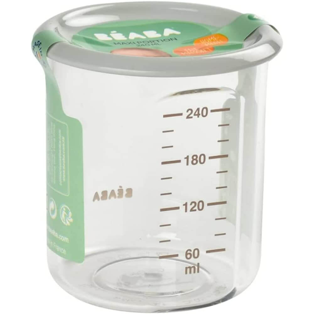 Beaba Tritan Storage Container - Ideal Airtight Container for Storing Baby and Toddler Meals with Graduation Measuring Scale, Leakproof, Wide Opening, BPA Free, 240ML