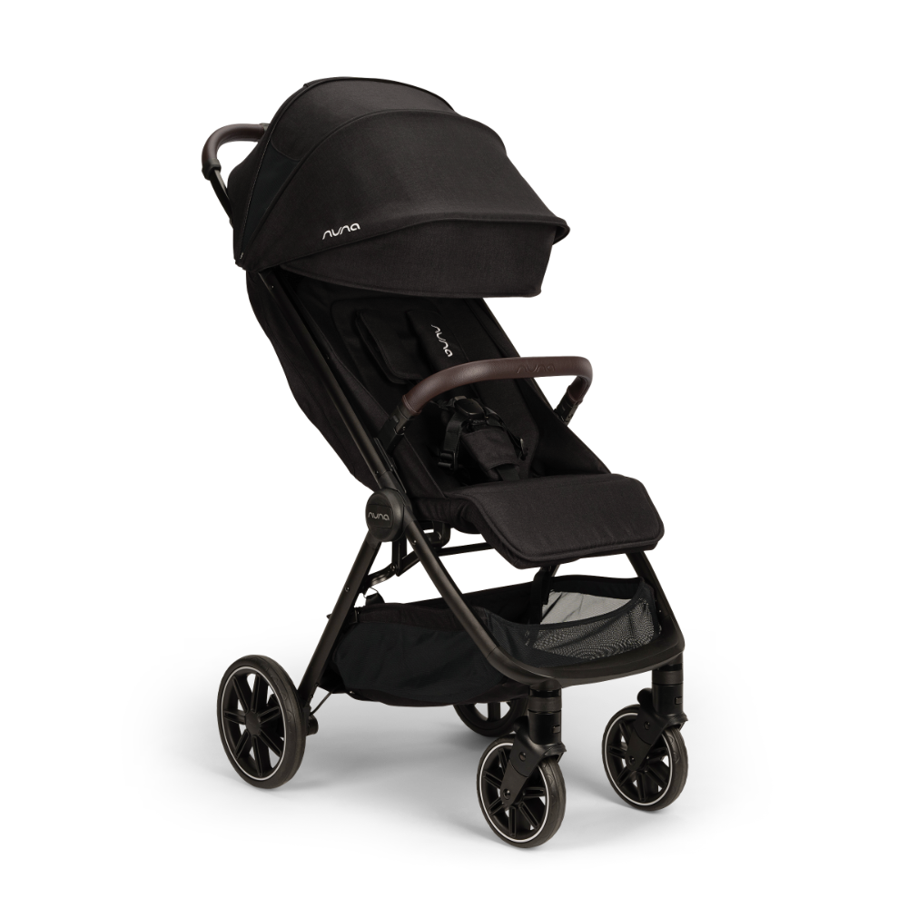 Nuna Trvl LX Cabin Friendly Stroller|Lightweight-Compact|One Hand Fold|Extendable Canopy|Big Rear Wheel|All Wheel Suspension|0 to 4Y (Upto 22Kg) - Caviar