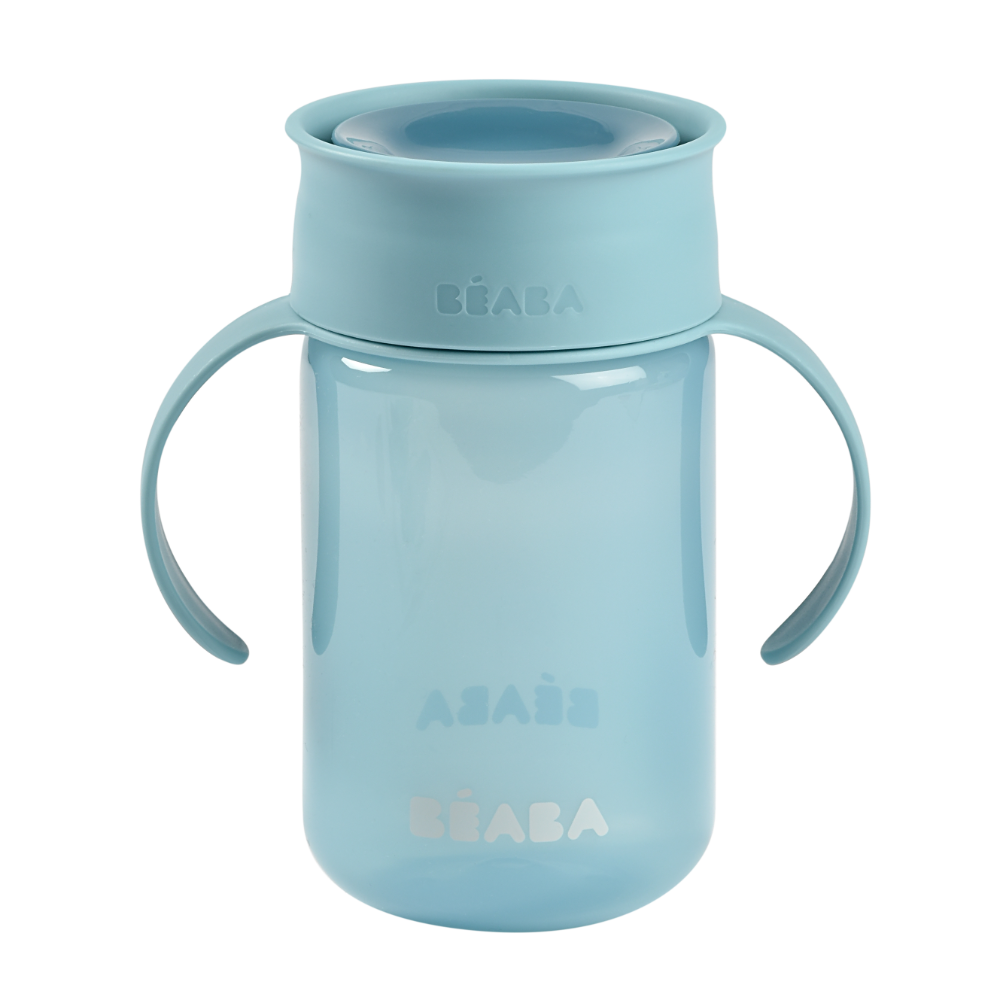 Beaba 360° Baby Learning Cup with Anti-Drip Disc, Patented Anti-Leak System, Dual handle & Spillproof Sippy Cup for Toddlers, Lightweight & Easy Grip Removable Handles, with Hygienic Lid, 340 ml, 12 Months+