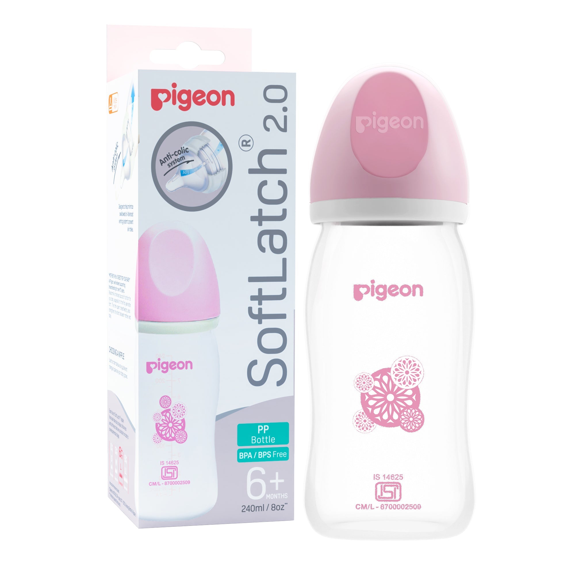 Pigeon Softlatch 2.0 Nursing Bottle 240ml pink