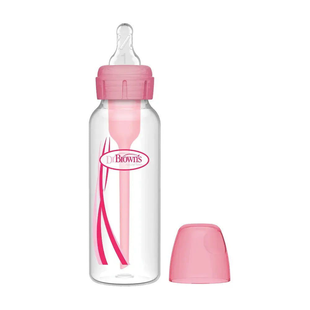 Dr. Brown's Natural Flow Anti-Colic Options+ Narrow Baby Bottle, 8 oz/250 ml, Pink, 1-Pack