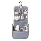 Beaba 9 Baby Toiletry & Grooming Essentials, Includes Thermometer, Hairbrush, Nail Clippers, Nasal Aspirator, Gum Massaging Toothbrush, Teether Baby Sciss, Bath Thermometer, Nail File, and Multi-Compartment Travel Pouch