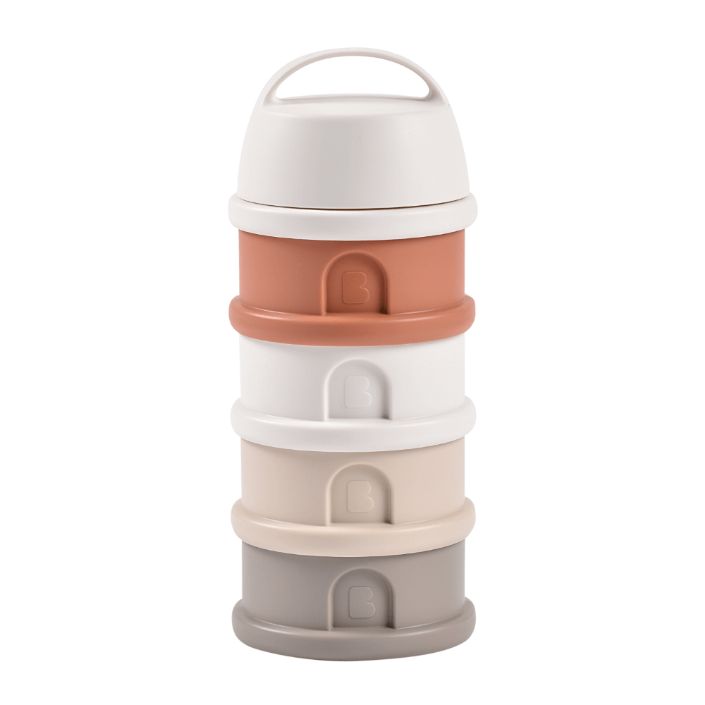 Beaba Stacked Formula Container - Airtight Multifunctional Storage Container for Storing Milk Powder and Baby Food, 4 Interchangeable Compartments, Microwave Safe, Travel Friendly