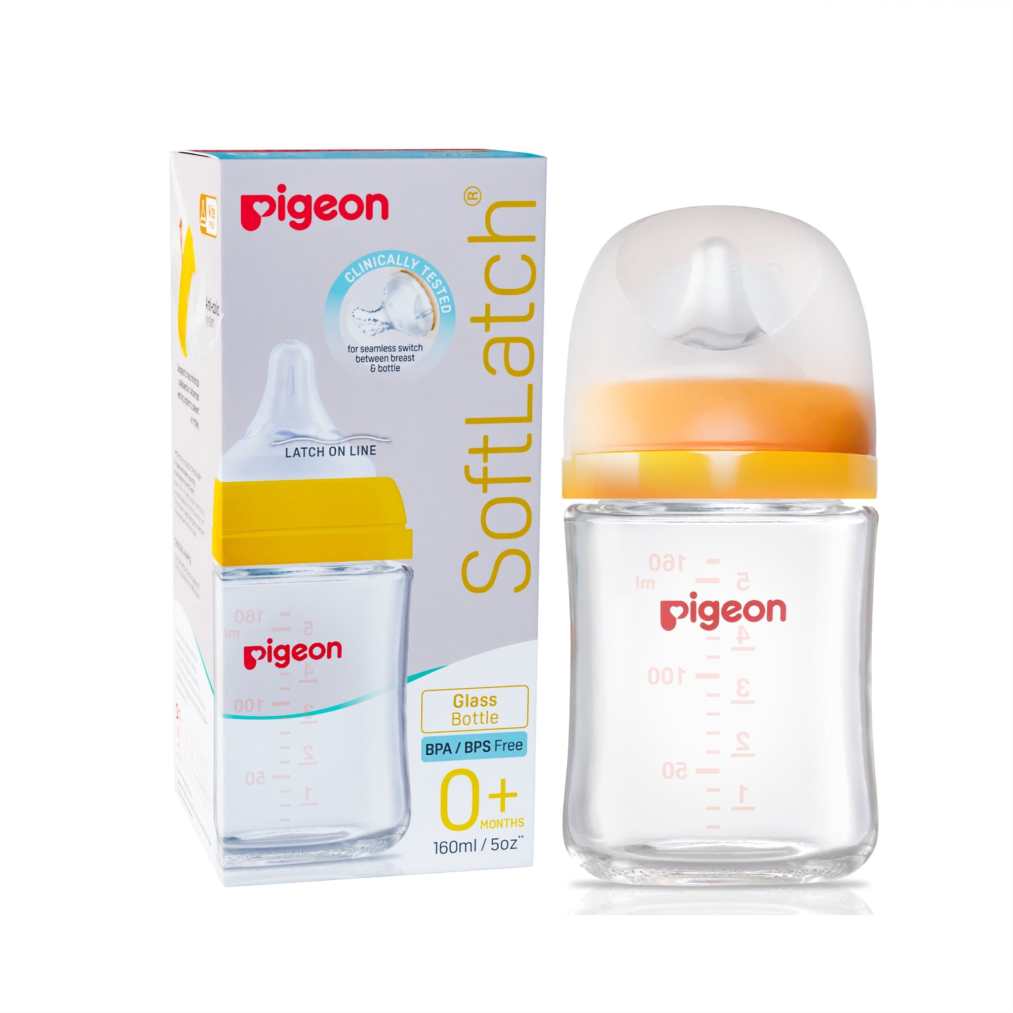 Glass Nursing Bottle with Softlatch Nipple 160ml