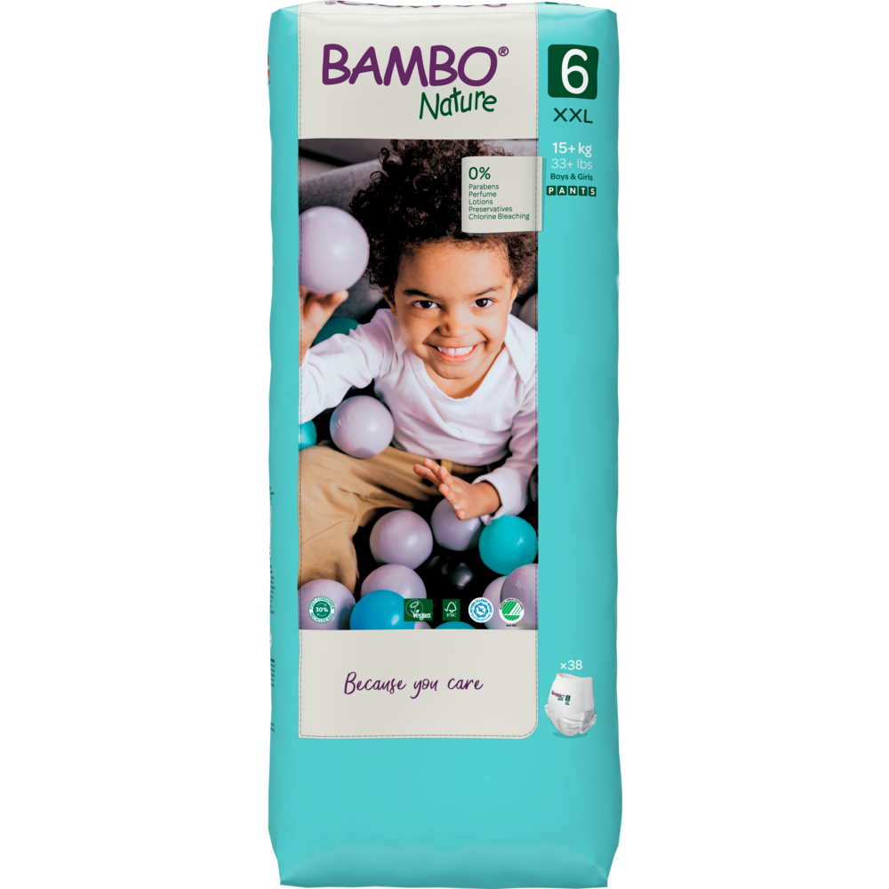 Bambo Nature Premium Baby Pants Diapers for Babies, XXL Size (15+ Kgs), Super Absorbent, Breathable, Extra Soft, Dermatologically Tested, Hypoallergenic Infant Nappies With Wetness Indicator