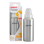 Pigeon Slim Neck Steel bottle 240ml L size with plastic hood & cap (natural)
