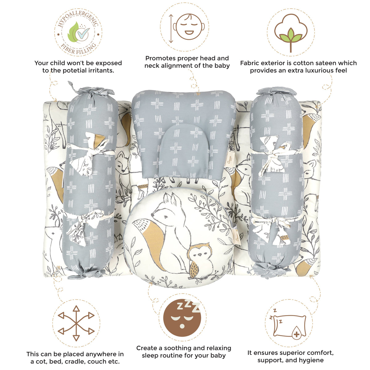 Crane Baby 5-Piece Mattress Set - Ezra Animal
