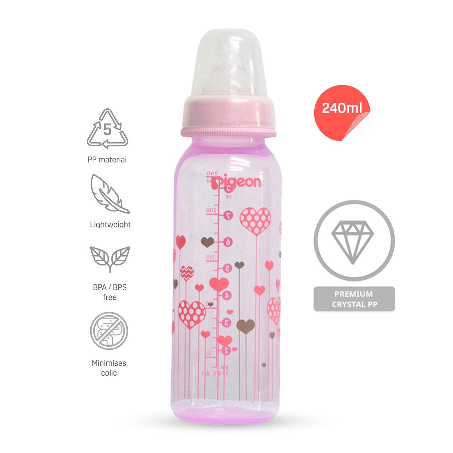 Peristaltic Clear Nursing Bottle Rpp 240ml Abstract