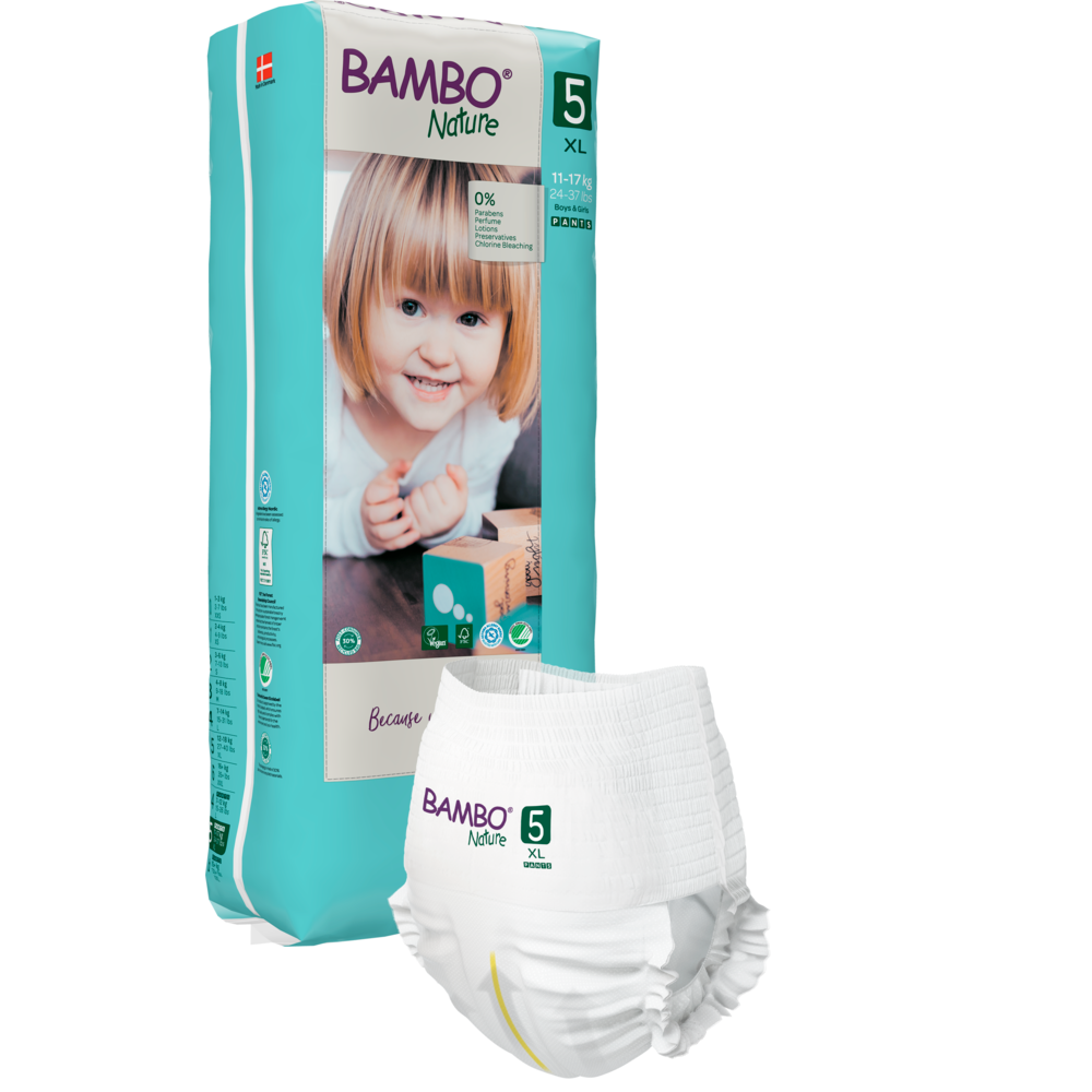Bambo Nature Premium Baby Pants Diapers for Babies, XL Size (11-17 Kgs), Super Absorbent, Breathable, Extra Soft, Dermatologically Tested, Hypoallergenic Infant Nappies With Wetness Indicator