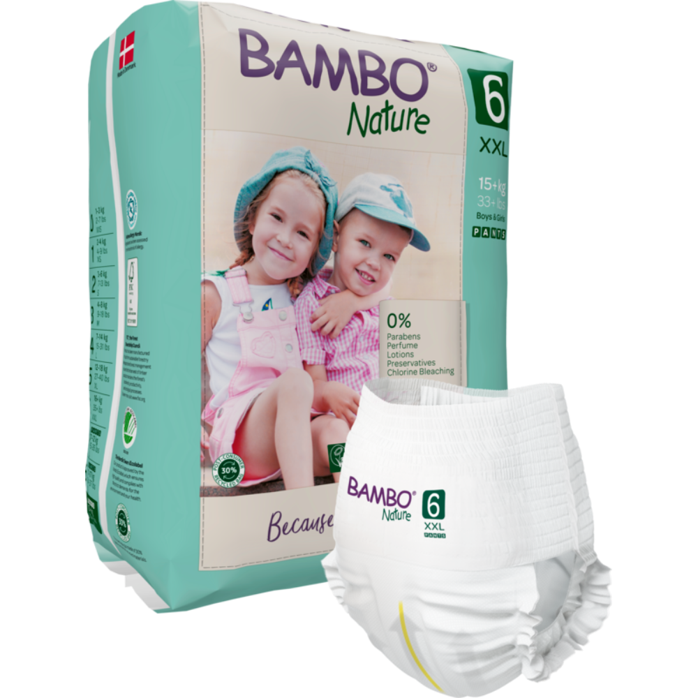 Bambo Nature Premium Baby Pants Diapers for Babies, XXL Size (15+ Kgs), Super Absorbent, Breathable, Extra Soft, Dermatologically Tested, Hypoallergenic Infant Nappies With Wetness Indicator