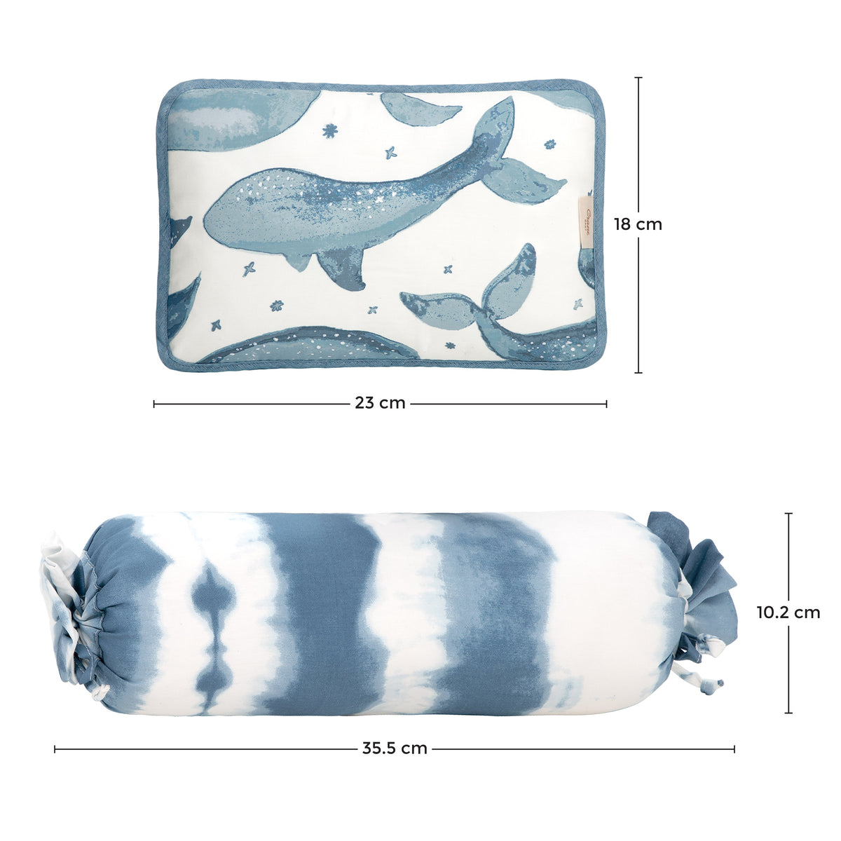 Crane Baby Pillow and Bolster Set - Caspian Whale