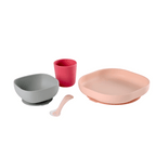 Beaba Silicone 4 Piece Baby Meal Set – Suction Plate, Suction Bowl, Anti-Slip Cup & 2nd Stage Spoon, Non-Slip, Unbreakable, Easy to Clean, BPA-Free Baby Feeding Set for Mess-Free Mealtime Essentials, 4M+
