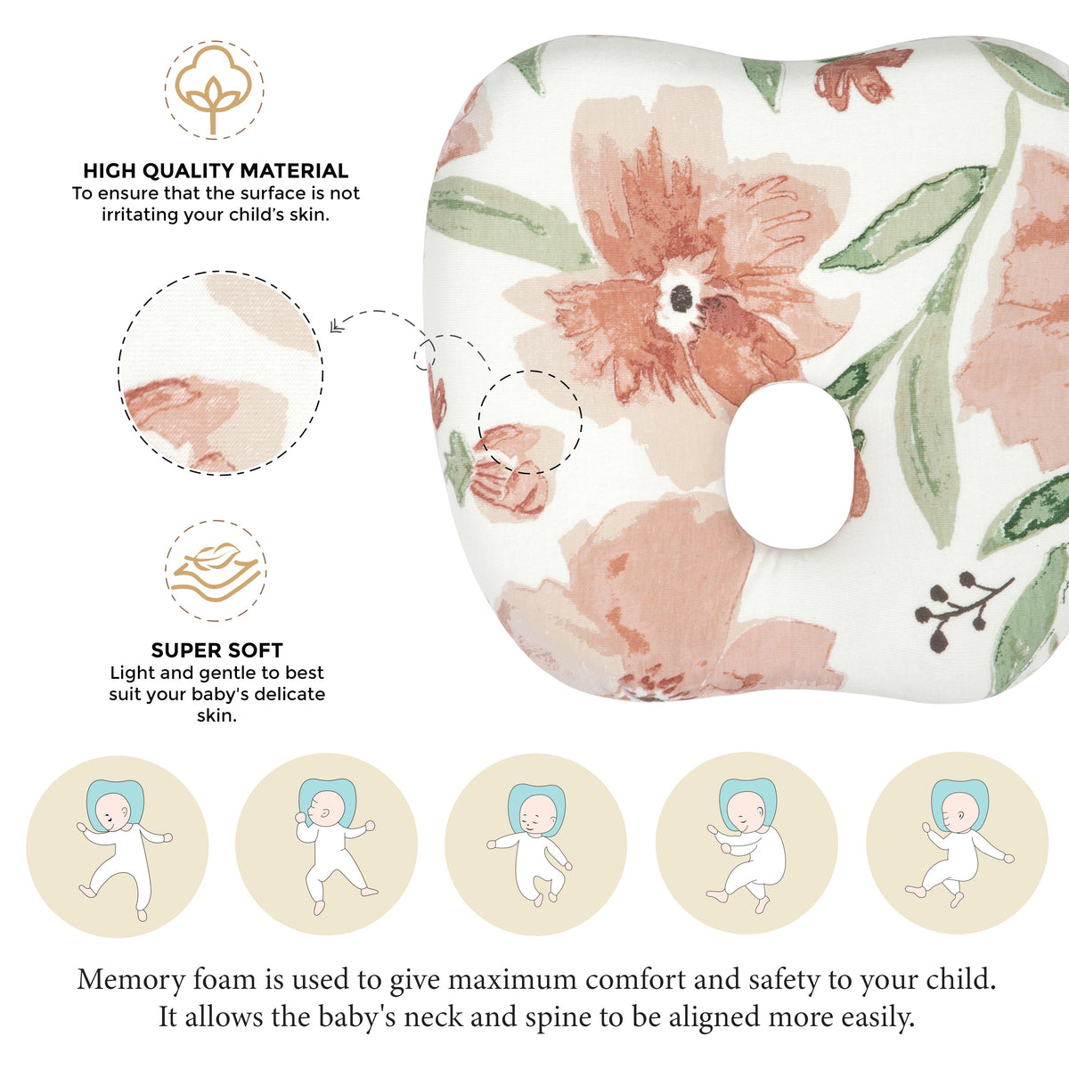 Crane Baby Memory Foam Pillow - Parker Floral