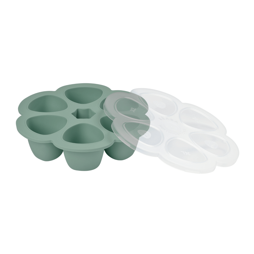 Beaba Silicone Multiportion Tray with Airtight Lid for Baby Food Storage - Ideal Container for Storing Snacks & Baby Meals, Easy Grip, Freezer & Microwave Safe, 6 Servings of 150ml Each