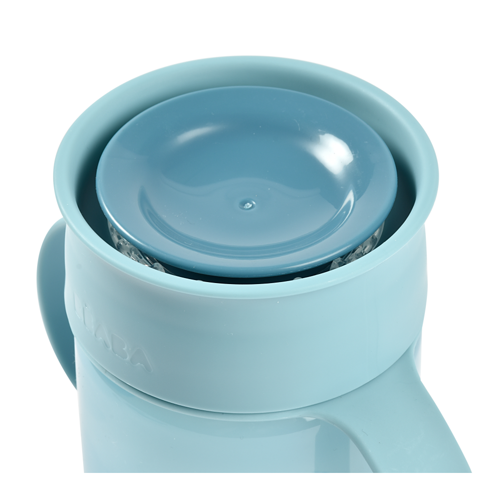 Beaba 360° Baby Learning Cup with Anti-Drip Disc, Patented Anti-Leak System, Dual handle & Spillproof Sippy Cup for Toddlers, Lightweight & Easy Grip Removable Handles, with Hygienic Lid, 340 ml, 12 Months+