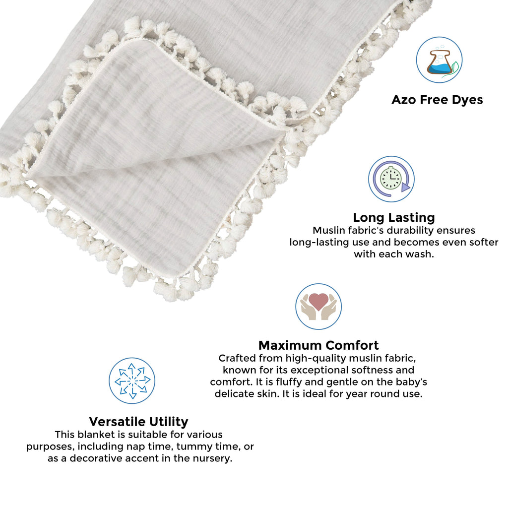 Crane Baby 6 Layer Muslin Blanket Moonstone - Grey