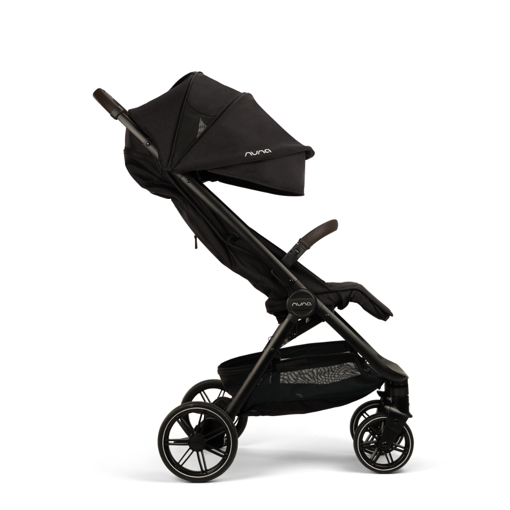 Nuna Trvl LX Cabin Friendly Stroller|Lightweight-Compact|One Hand Fold|Extendable Canopy|Big Rear Wheel|All Wheel Suspension|0 to 4Y (Upto 22Kg) - Caviar