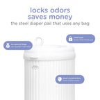 Ubbi Diaper Pail - Matte White, Fluted