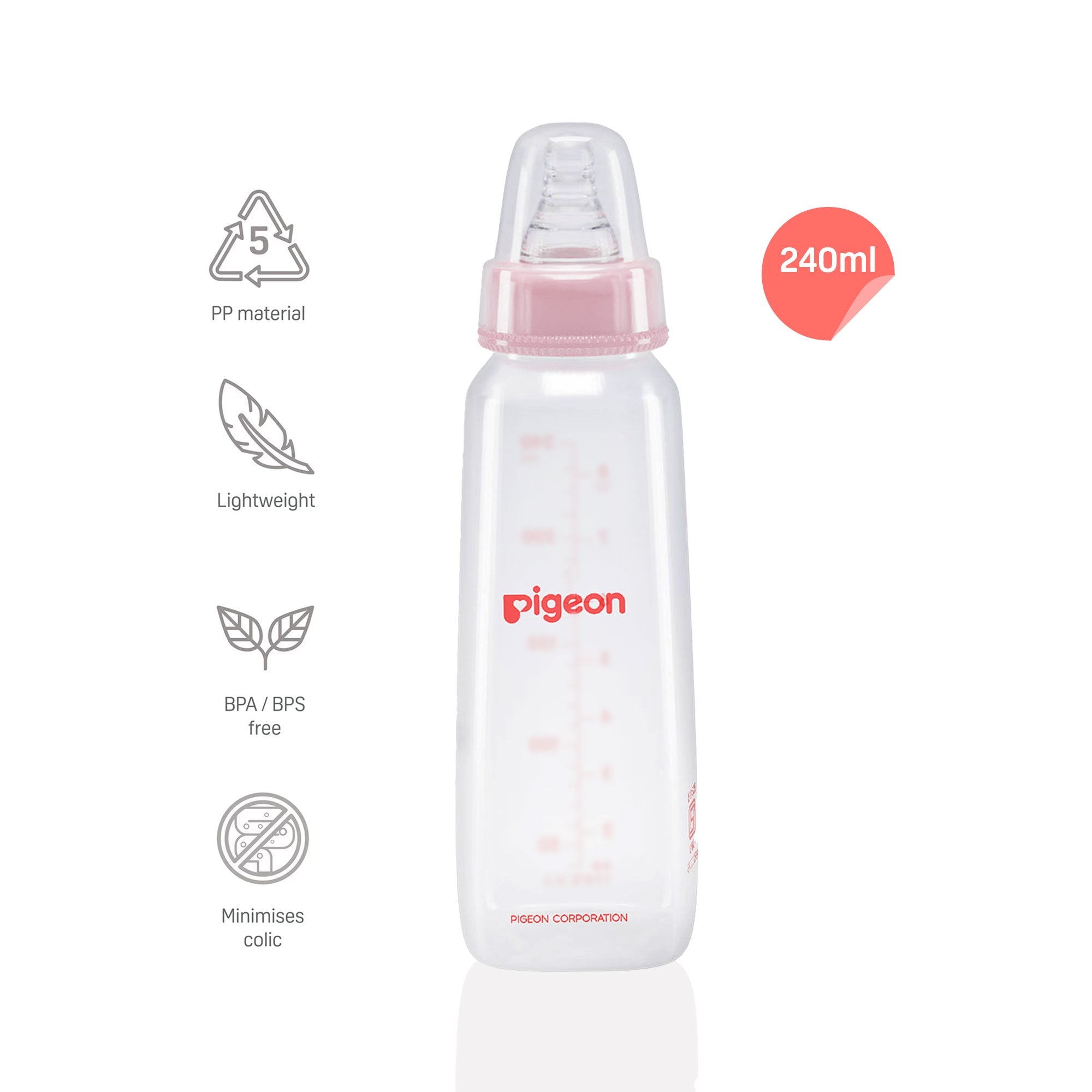 PERISTALTIC NURSING BOTTLE KPP 240ML NIPPLE L