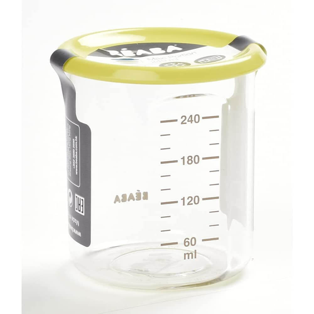 Beaba Tritan Storage Container - Ideal Airtight Container for Storing Baby and Toddler Meals with Graduation Measuring Scale, Leakproof, Wide Opening, BPA Free, 240ML