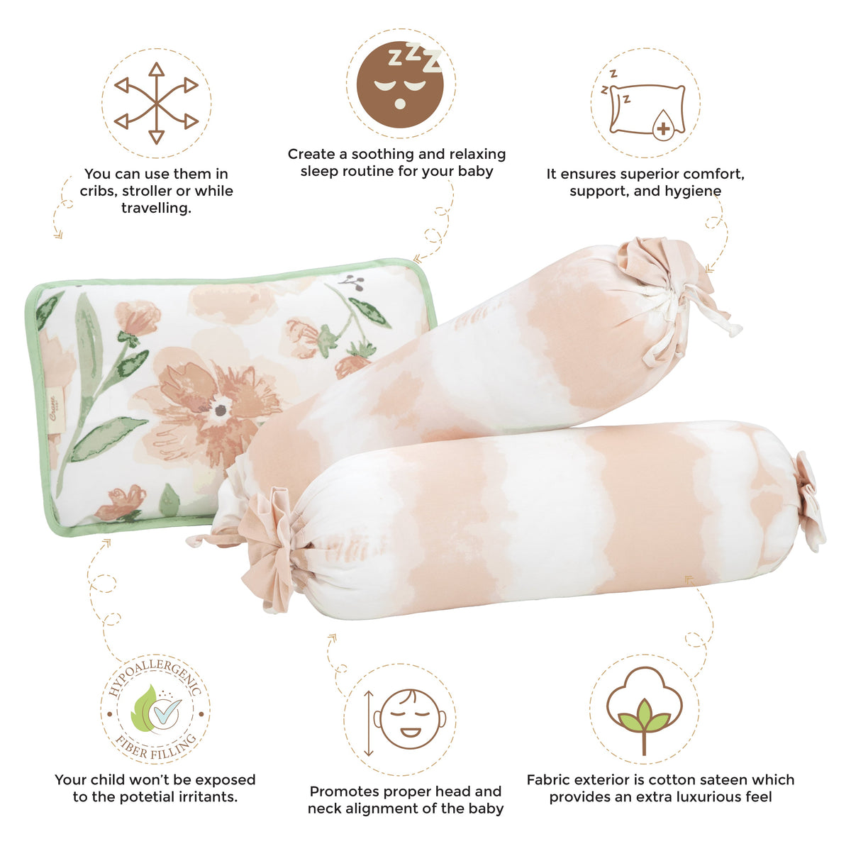 Crane Baby Pillow and Bolster Set - Parker Floral