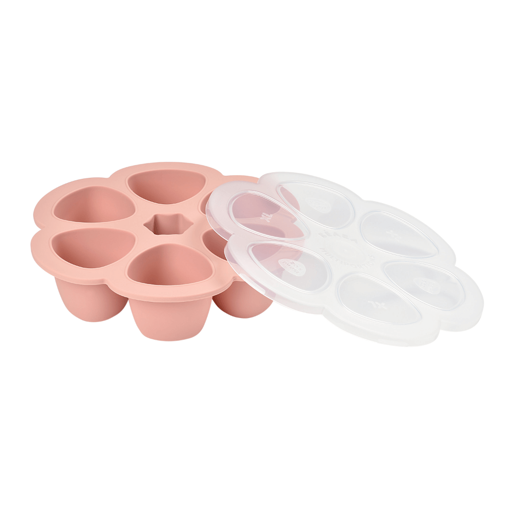 Beaba Silicone Multiportion Tray with Airtight Lid for Baby Food Storage - Ideal Container for Storing Snacks & Baby Meals, Easy Grip, Freezer & Microwave Safe, 6 Servings of 150ml Each