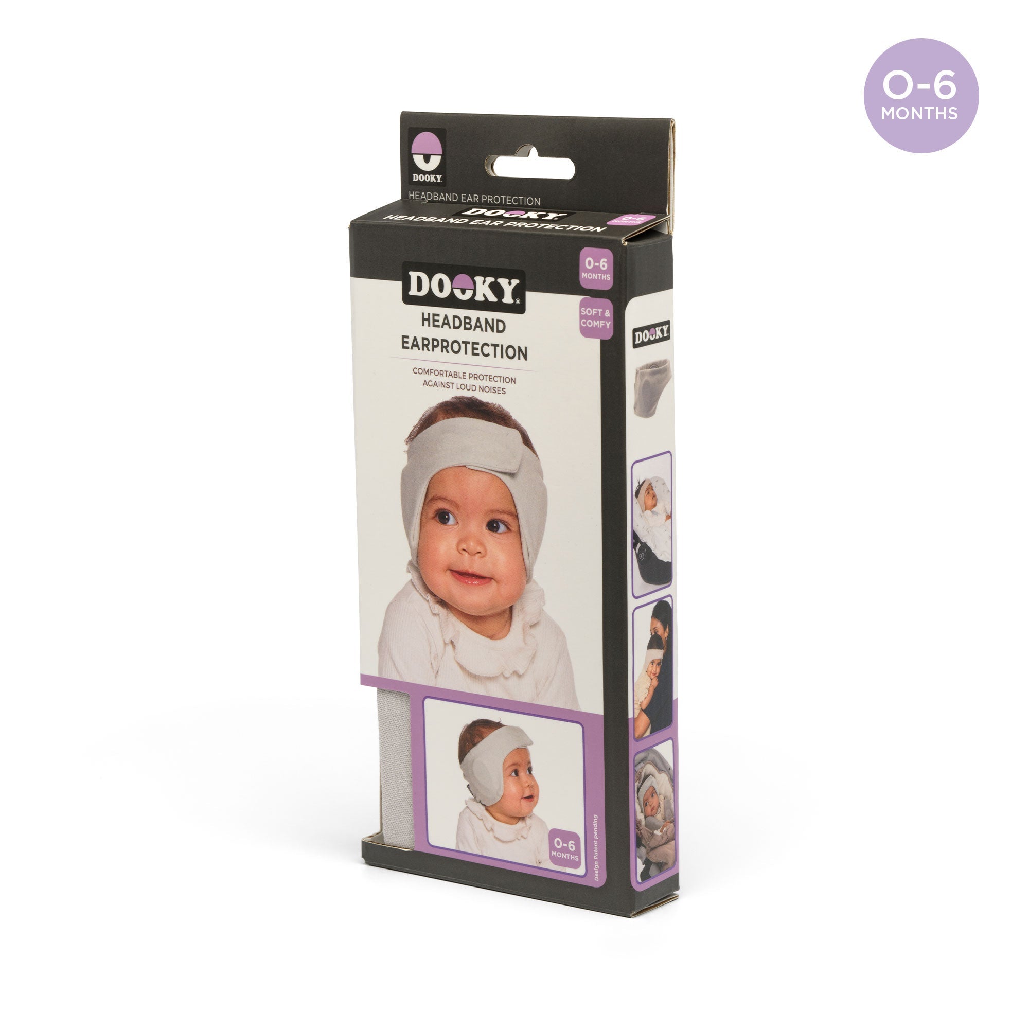 Dooky Infant Ear Protection Headband 0–6 Months , Baby Noise Reduction Band , Soft Comfortable Earmuffs for Travel, Sleep & Loud Sounds (Grey)