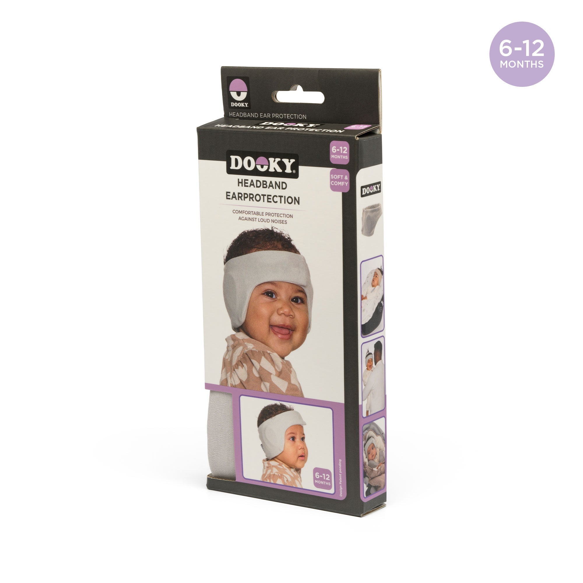Dooky Infant Ear Protection Headband 6–12 Months , Baby Noise Reduction Band , Soft Comfortable Earmuffs for Travel, Sleep & Loud Sounds (Grey)