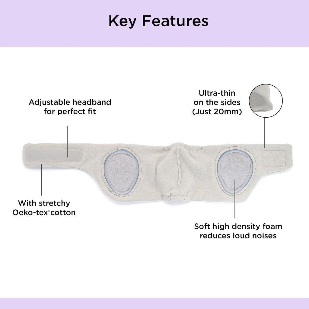 Dooky Infant Ear Protection Headband 6–12 Months , Baby Noise Reduction Band , Soft Comfortable Earmuffs for Travel, Sleep & Loud Sounds (Grey)