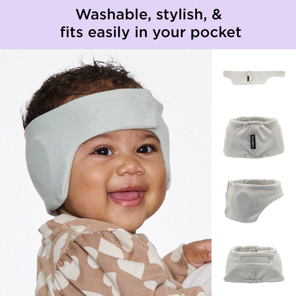 Dooky Infant Ear Protection Headband 6–12 Months , Baby Noise Reduction Band , Soft Comfortable Earmuffs for Travel, Sleep & Loud Sounds (Grey)
