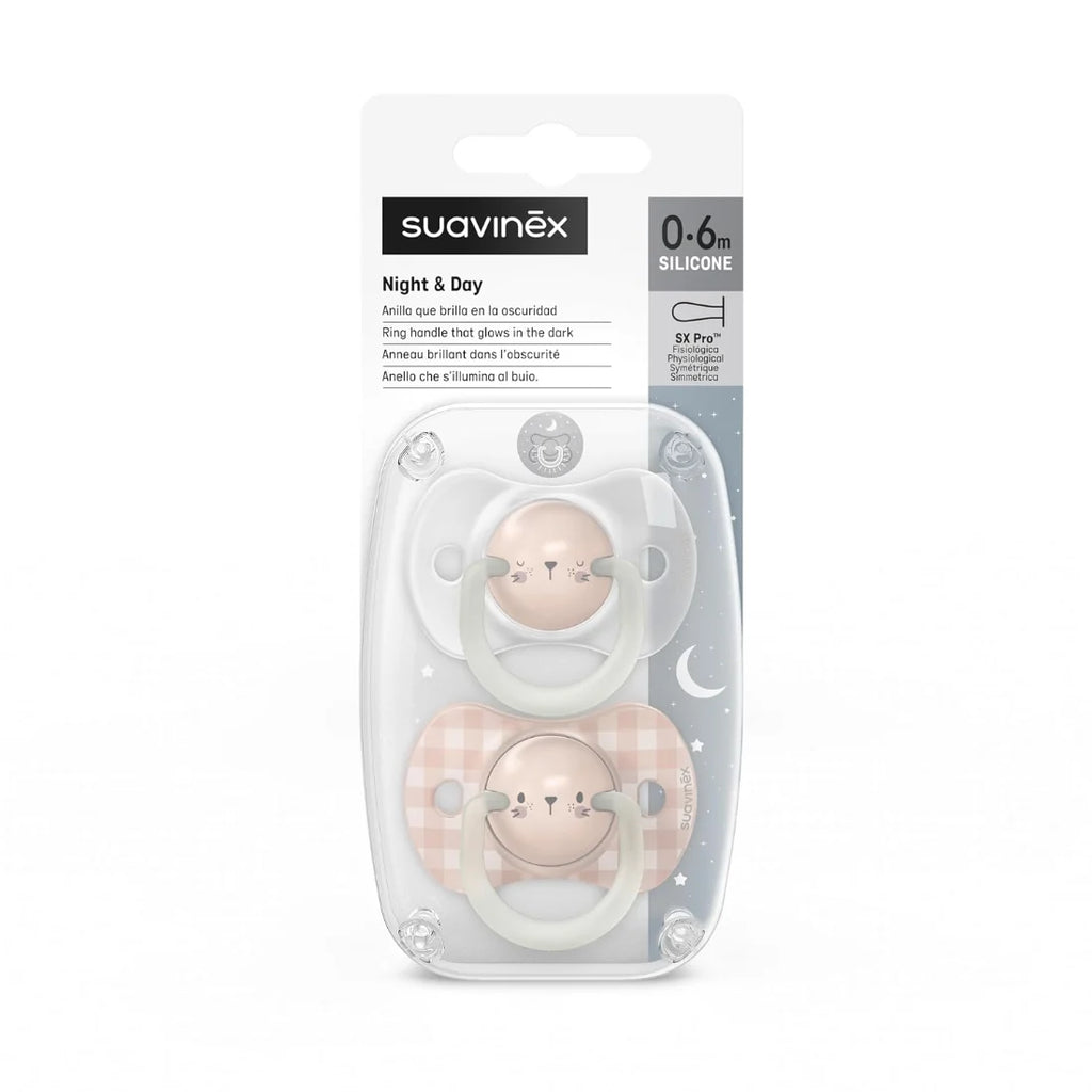 Suavinex Night Physiological Soothers with SX Pro Physiological Teat (Birth to 6m) (Rabbit) (Pack of 2)